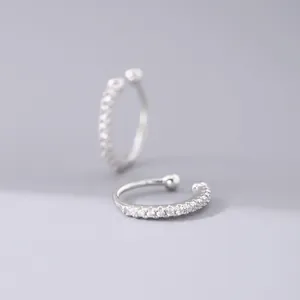 Elegant 925 sterling silver ear cuffs with sparkling cubic zirconia for non-pierced ears
