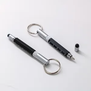 Portable mini multi-functional metal tool pen keychain with ruler and screwdriver EDC tool