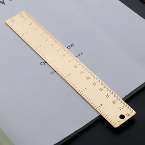 Regla de latón vintage de 18 cm con doble escala métrica e imperial para uso profesional