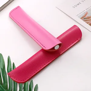 Custodia protettiva minimalista in pelle PU rosa per Apple Pencil e varie penne stilo