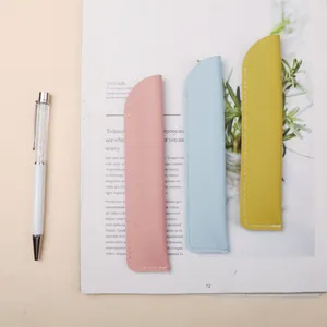 Minimalistische PU-Leder Stifthüllen in Rosa, Blau und Gelb für Schreibwaren, 87 characters