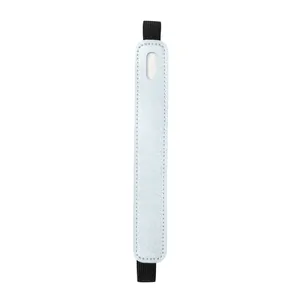 Single PU leather pen pouch with elastic band for notebooks in metallic light blue