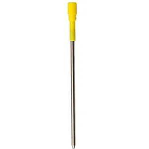 82mm metal ballpoint pen refill with yellow cap and black oil-based ink