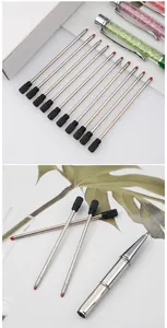 Detailed view of 7cm metal ballpoint pen refills with 0.5mm black ink and stainless steel body