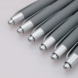 Stylos à bille professionnels gris foncé rétractables avec une finition mate élégante