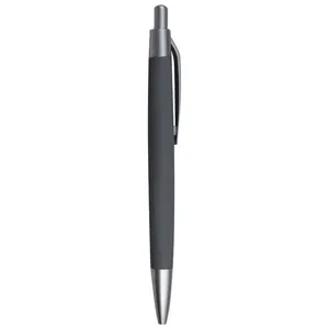 Stylo à bille rétractable gris mat premium avec détails argentés pour bureau