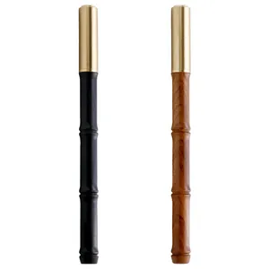 Elegantes bolígrafos de madera con diseño de bambú y capuchones de latón en negro y marrón