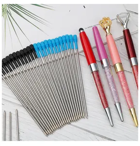 Detail of 116mm metal ballpoint pen refills with decorative crystal crown pens