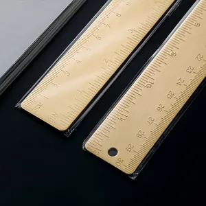 Regla de latón vintage de 30 cm con doble escala métrica e imperial de alta precisión