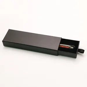 Boîte à Stylos Minimaliste en Papier à Tiroir Noir Étui Cadeau en Carton Rigide pour Stylos Plume Business Emballage
