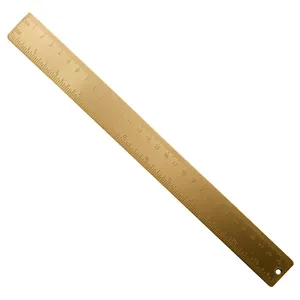 Regla vintage de latón de 30cm con escala doble métrica e imperial de precisión