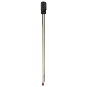 High-quality 116mm silver metal ballpoint pen refill featuring a black textured top cap