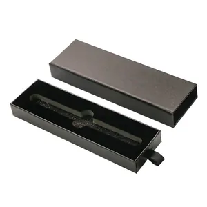 Élégant coffret cadeau pour stylo noir de style tiroir avec insert en mousse de protection
