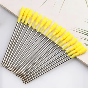 Set of 20 durable 82mm metal ballpoint pen refills with black ink and yellow caps