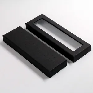 Elegante scatola per penne nera minimalista con finestra per strumenti di scrittura