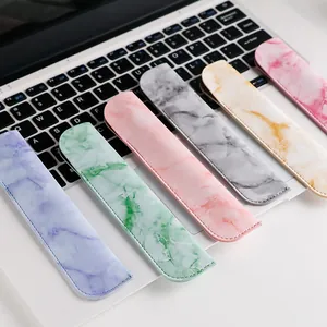 Minimalist Marble Pattern PU Leather Pencil Case Portable Single Pen Pouch Sleeve Protective Cover For Fountain Pens Office School Stationery