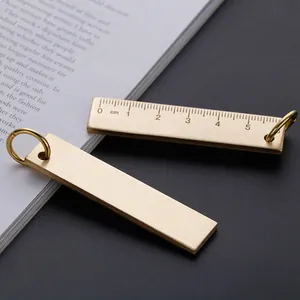 Vintage 6cm heavy brass ruler keychain and EDC metal measuring tool with 3mm thickness