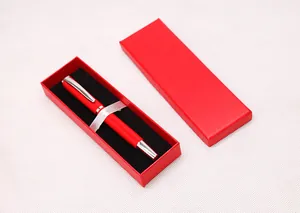 Professional elegant red gift box set featuring a classic red pen on black velvet