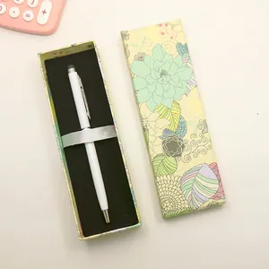 Koreanischer Stil Blumendruck Harte Pappe Stiftebox Geschenkbox Stülpdeckel Schachtel Kleine Blumen Verpackung Für Stifte