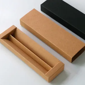 Boîtes à stylos en carton kraft et noir de type tiroir pour emballages cadeaux