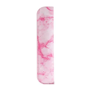 Minimalist premium PU leather pencil sleeve with stylish pink marble pattern design