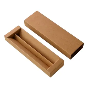 Boîte tiroir en papier kraft brun écologique pour deux stylos au design minimaliste moderne