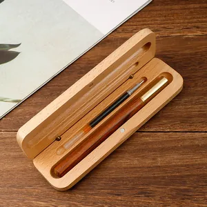 Estuche de Madera Vintage para Lápices Caja de Regalo para Bolígrafo con Tapa Magnética Grano de Madera Natural Organizador de Papelería de Escritorio para Oficina