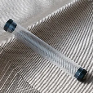 Astuccio cilindrico in plastica trasparente con tappi neri per l'organizzazione della scrivania