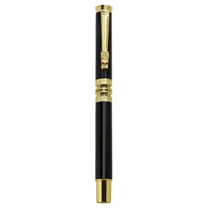 Premium black and gold business gel pen featuring a creative golden dragon clip