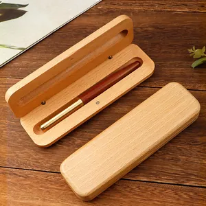 Caja de regalo magnética de madera de arce vintage premium con juego de bolígrafo de madera