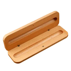 Elegante estuche para bolígrafos de madera de haya natural con cierre magnético retro