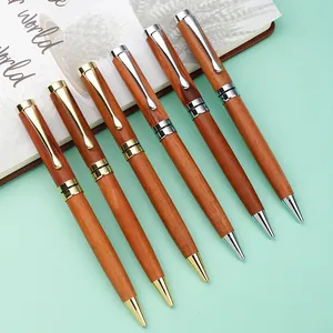 Vintage Brass Metal Wood Ballpoint Pen Rotating Business Signature Pen For Office Gift Professional Writing Accessories