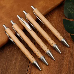 Druckkugelschreiber Aus Ahornholz Naturholz Minimalistisches 24-Loch-Design Metallclip Kugelschreiberspitze Büro Schule Schreibwaren Geschenkstift