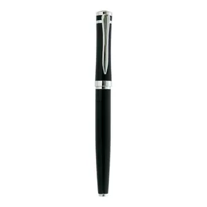 Elegant black metal rollerball pen with silver accents for professional business use