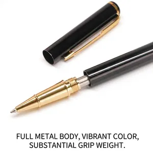 Premium heavyweight 801 full metal black and gold rollerball pen for business use