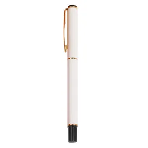 Professional white all-metal copper gel pen with gold accents for business gifts