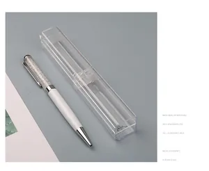 Eleganter weißer Kristallstift mit transparenter rechteckiger Stiftbox aus Kunststoff