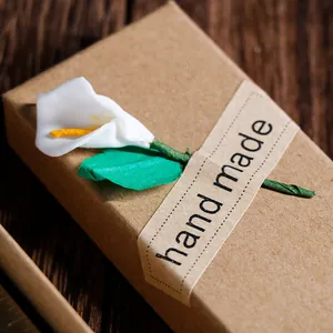 Vintage kraft paper gift box with handmade calla lily flower decoration
