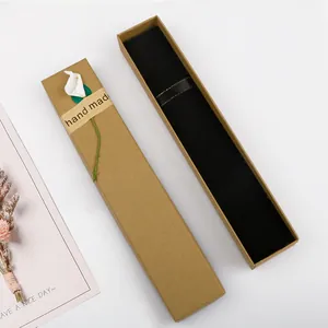 Boîte Cadeau pour Stylo en Papier Kraft Rétro Avec Décoration Florale Artisanale Boîte d'Emballage Rectangulaire pour Papeterie Bijoux
