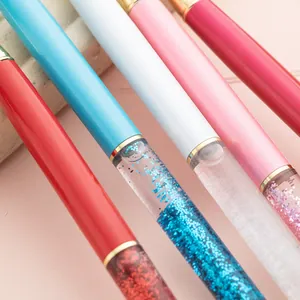 Elegant metal quicksand ballpoint pens with sparkling glitter in multiple vibrant colors