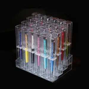 24-slot transparent acrylic display stand for pen collection and desk organization