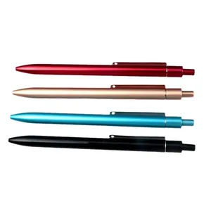 Premium Set aus vier schlanken Metall Kugelschreibern in den Farben Rot Gold Cyan Schwarz