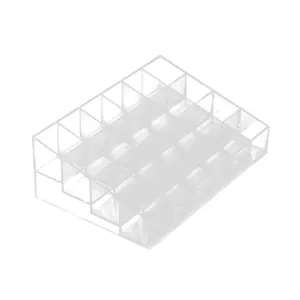 Professional 24-grid clear acrylic display rack for desktop makeup and lipstick storage