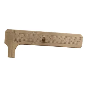 Vintage mini brass vernier caliper portable measuring tool with dual scale inches and meter