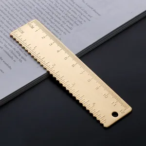 Vintage Brass Wave Ruler 12cm Double Scale Ruler Centimeter Inch Metal Measuring Tool for Scrapbooking Office Stationery