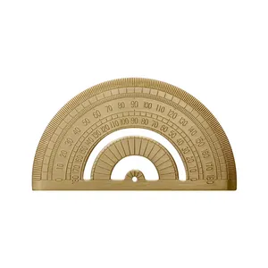 Vintage brass 180-degree semi-circular protractor angle ruler for drafting and measurement