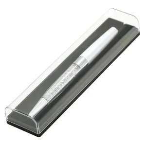 Transparente rechteckige Stift-Geschenkbox aus Kunststoff mit schwarzem Innenfutter
