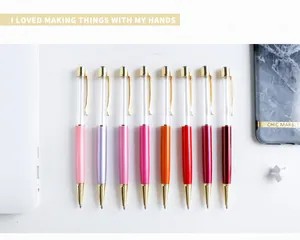 Set of eight colorful empty tube ballpoint pens for DIY gold foil and glitter art