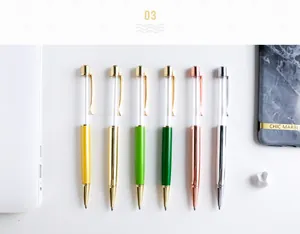 Detailed close-up view of DIY empty barrel metal ballpoint pens in six vibrant colors