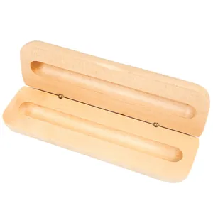 Estuche de madera maciza minimalista vintage para un solo bolígrafo, caja de regalo retro.